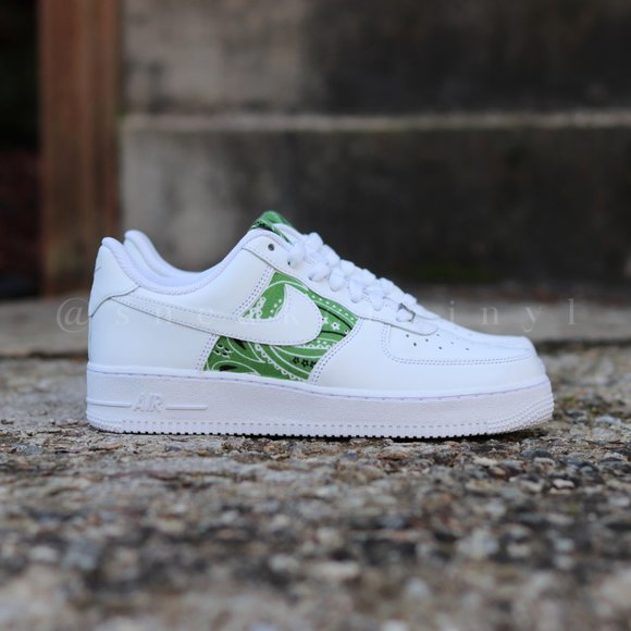 Nike Air Force 1 Low Green Apple Bandana Custom NWT - Picture 2 of 11